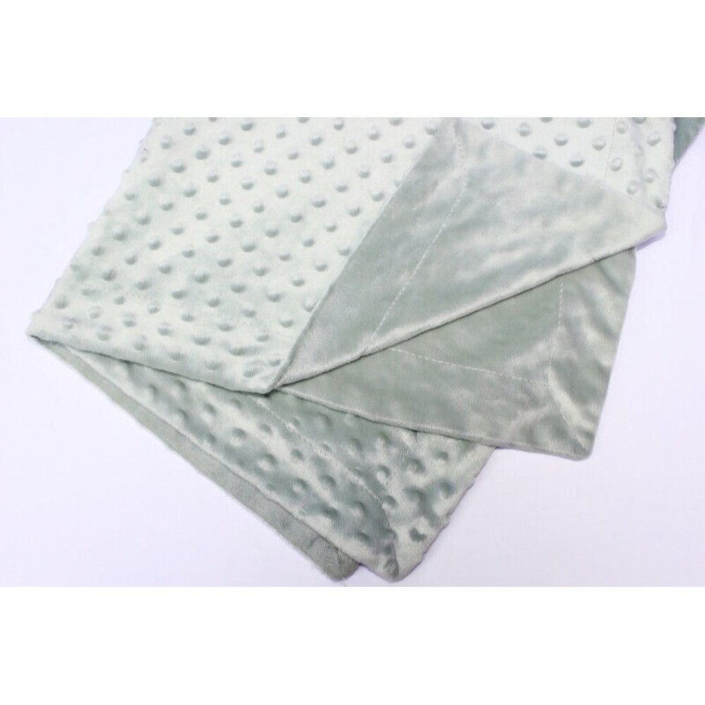 Plush Minky Baby Blanket Green Lovey Raised Dot Texture 40x30 Boy or Girl